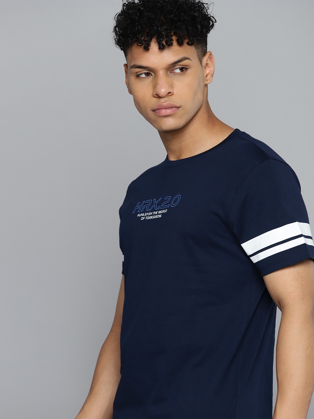 

HRX by Hrithik Roshan Printed Pure Cotton Lifestyle T-shirt, Navy blue