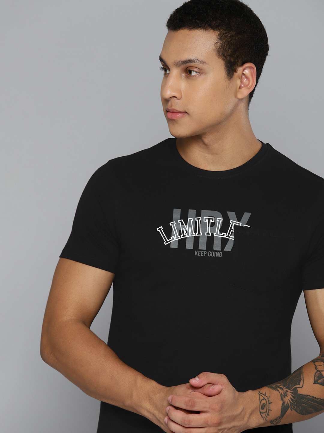 

HRX by Hrithik Roshan Men Pure Cotton T-shirt, Black