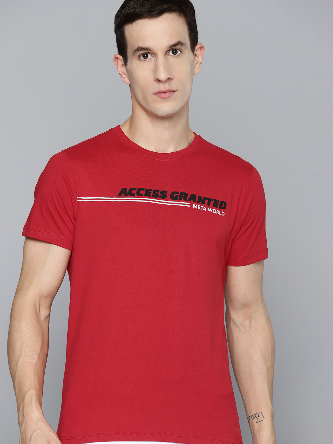 

HRX by Hrithik Roshan Pure Cotton Printed Lifestyle T-shirt, Red
