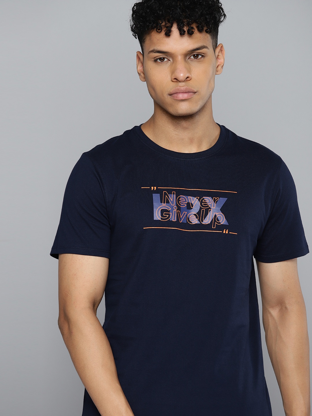 

HRX by Hrithik Roshan Printed Pure Cotton Lifestyle T-shirt, Navy blue