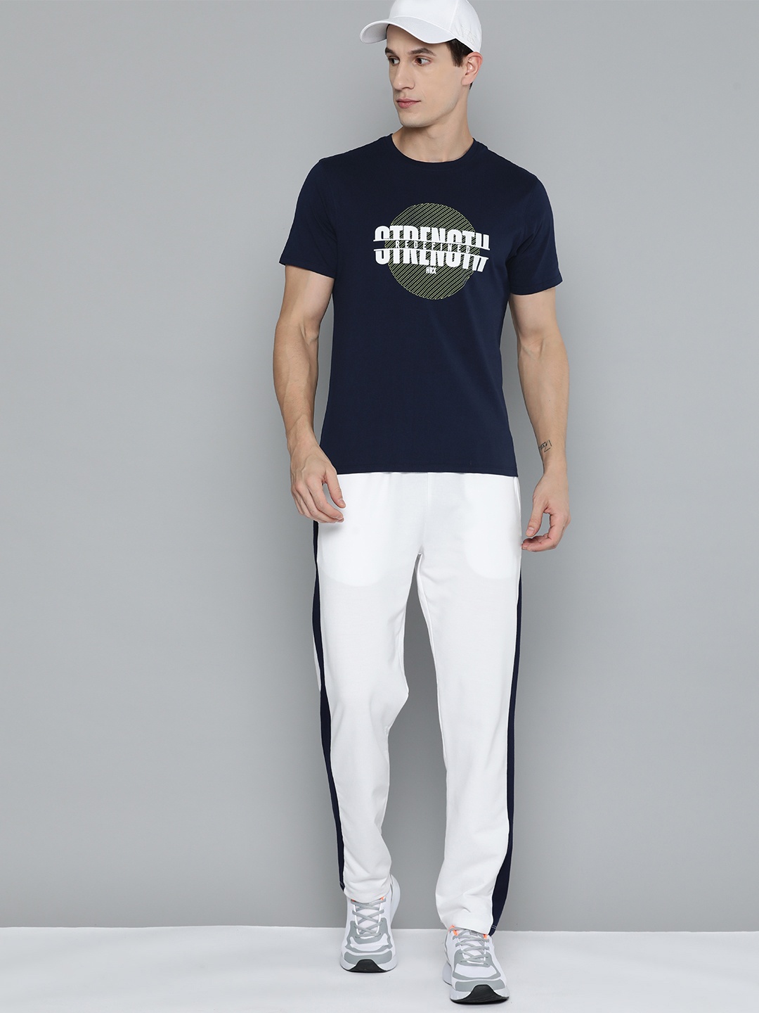 

HRX by Hrithik Roshan Typography Printed Pure Cotton T-shirt, Navy blue