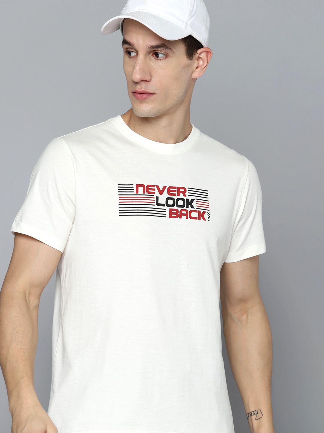 

HRX by Hrithik Roshan Pure Cotton Printed Lifestyle T-shirt, Off white