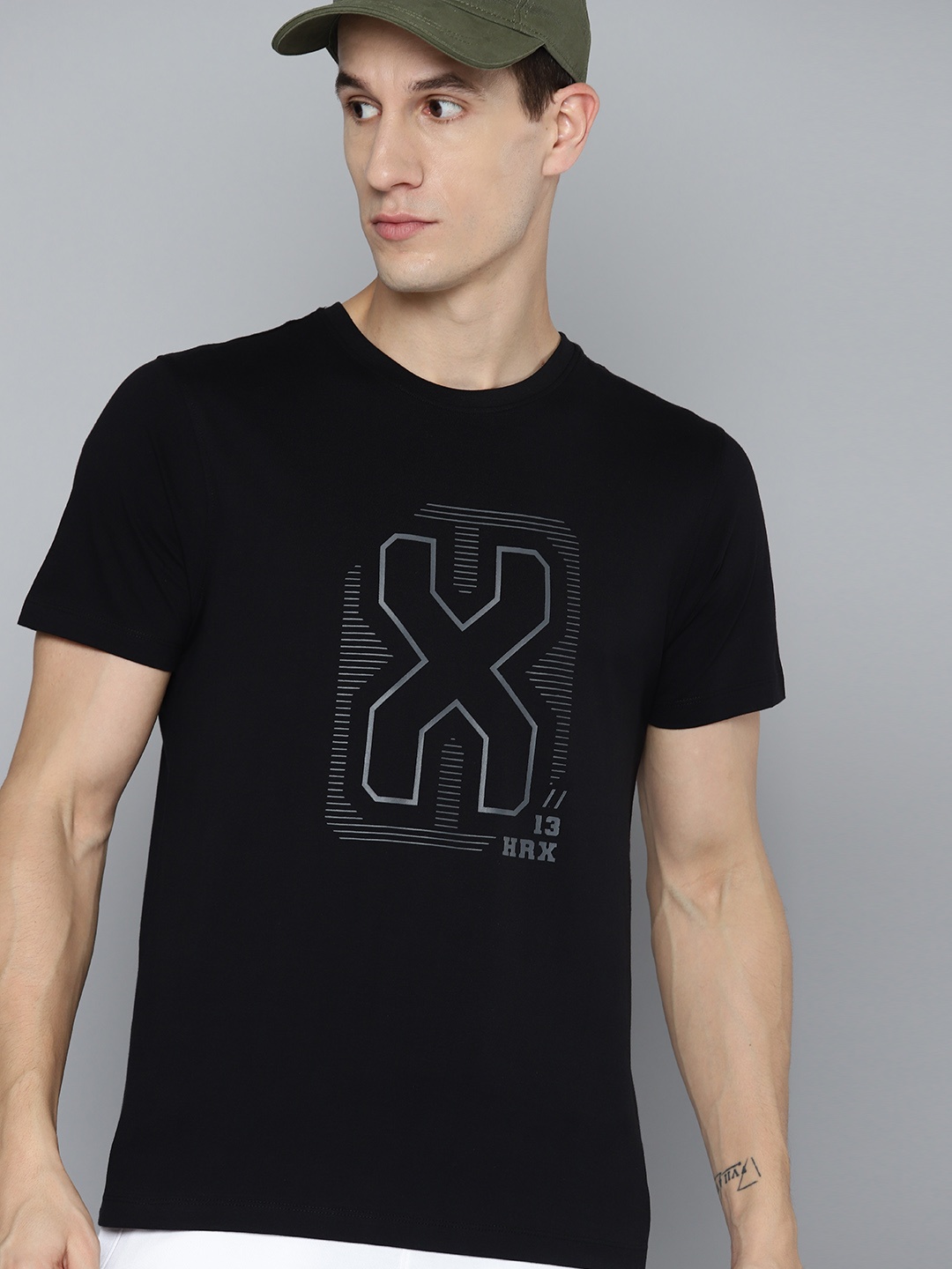 

HRX by Hrithik Roshan Pure Cotton Printed Lifestyle T-shirt, Black