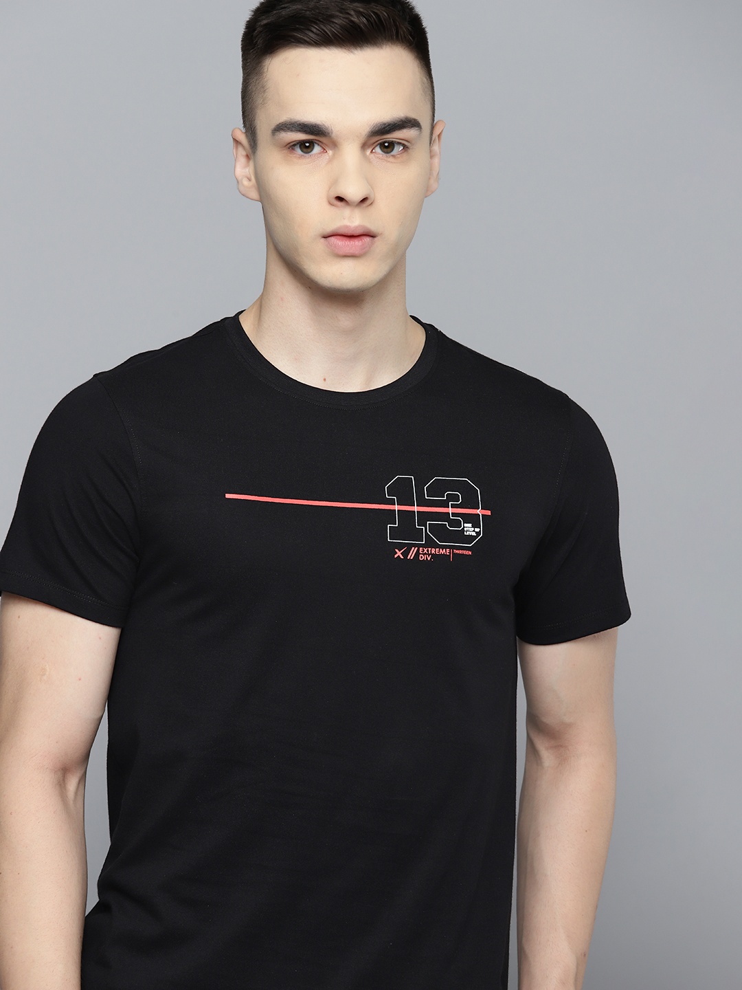 

HRX by Hrithik Roshan Striped Pure Cotton Lifestyle T-shirt, Black