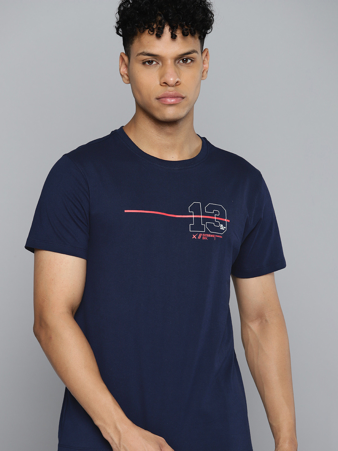 

HRX by Hrithik Roshan Men Pure Cotton T-shirt, Navy blue