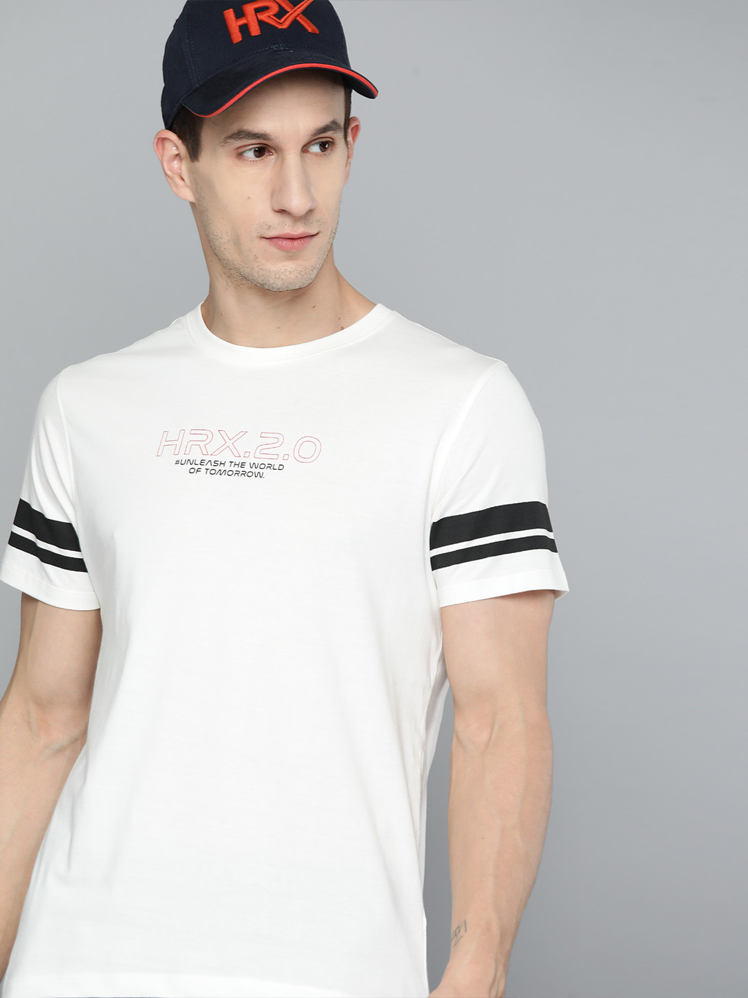 

HRX by Hrithik Roshan Pure Cotton Casual T-shirt, White