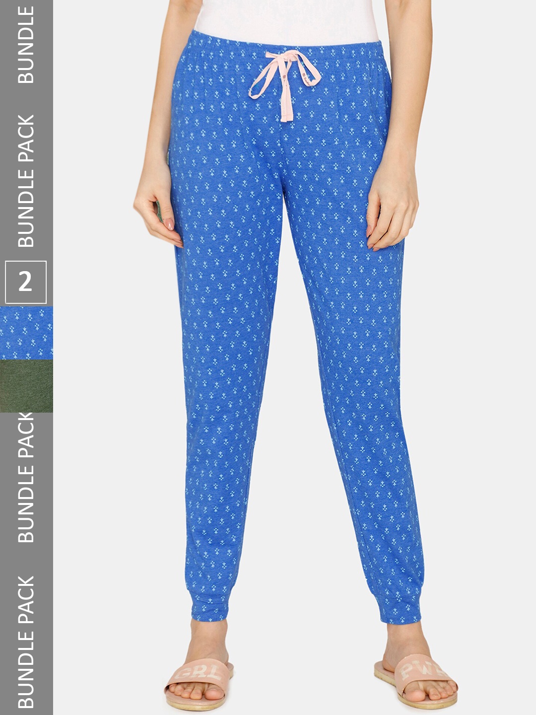 

Rosaline by Zivame Women Pack of 2 Printed Lounge Pants, Blue