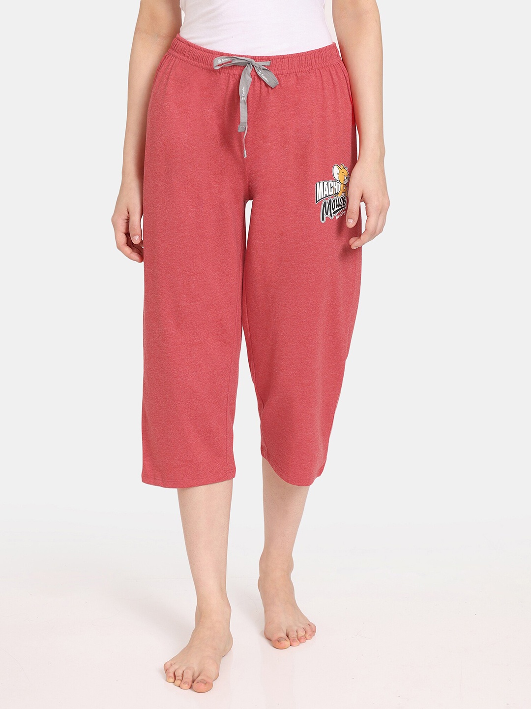 

Rosaline by Zivame Women Mid-Rise Tom & Jerry Printed Lounge Pants, Rust