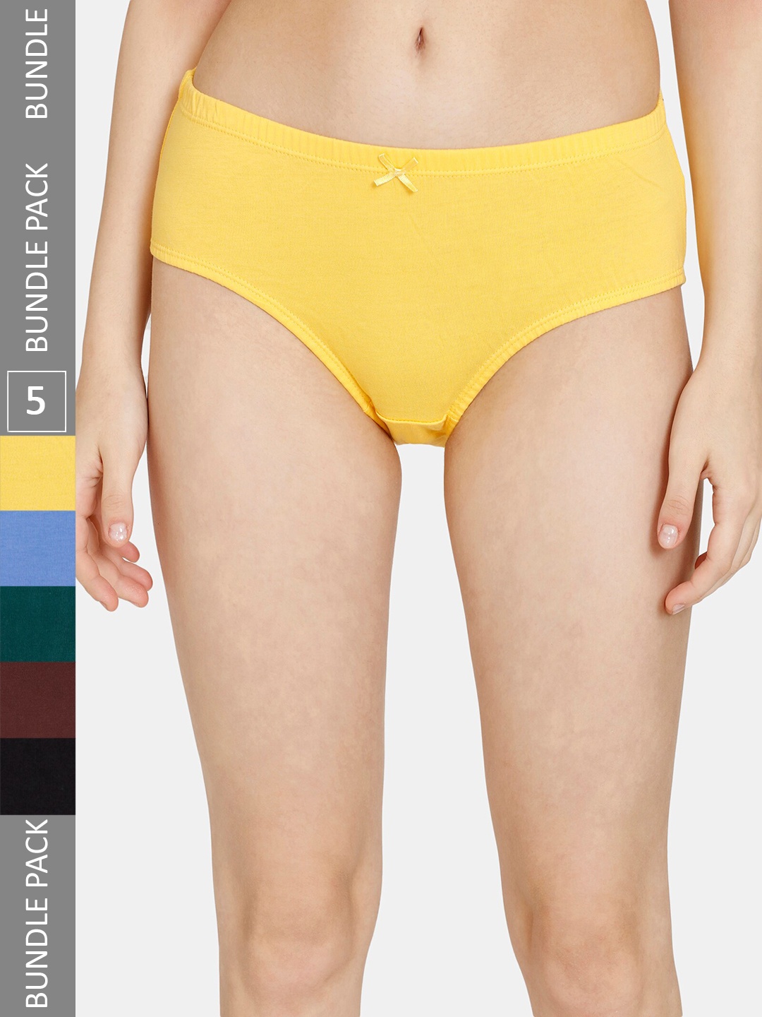

Rosaline by Zivame Women Pack Of 5 Mid-Rise Pure Cotton Hipsters Briefs, Black