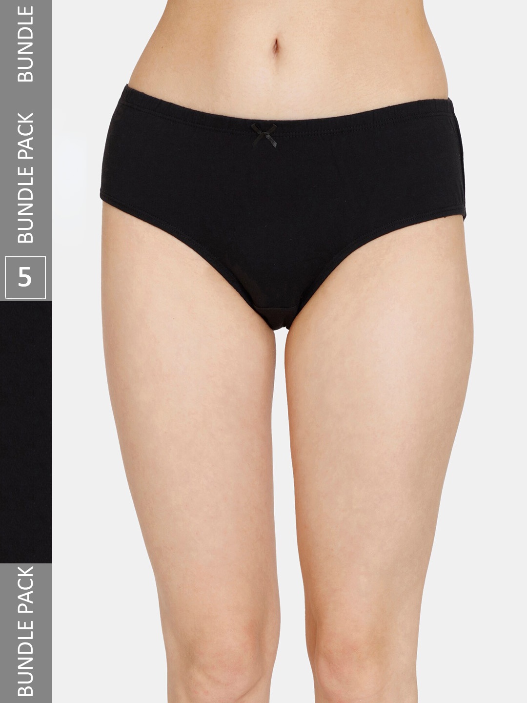 

Rosaline by Zivame Pack Of 5 Pure Cotton Hipster Briefs, Black