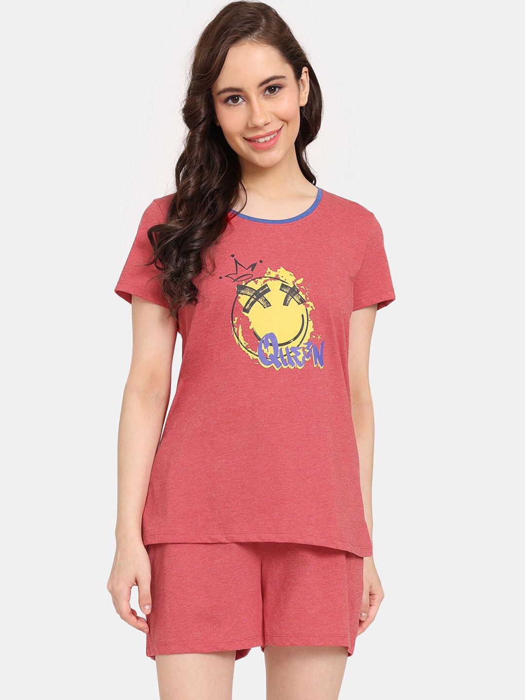 

Rosaline by Zivame Graphic Printed Night Suit, Red