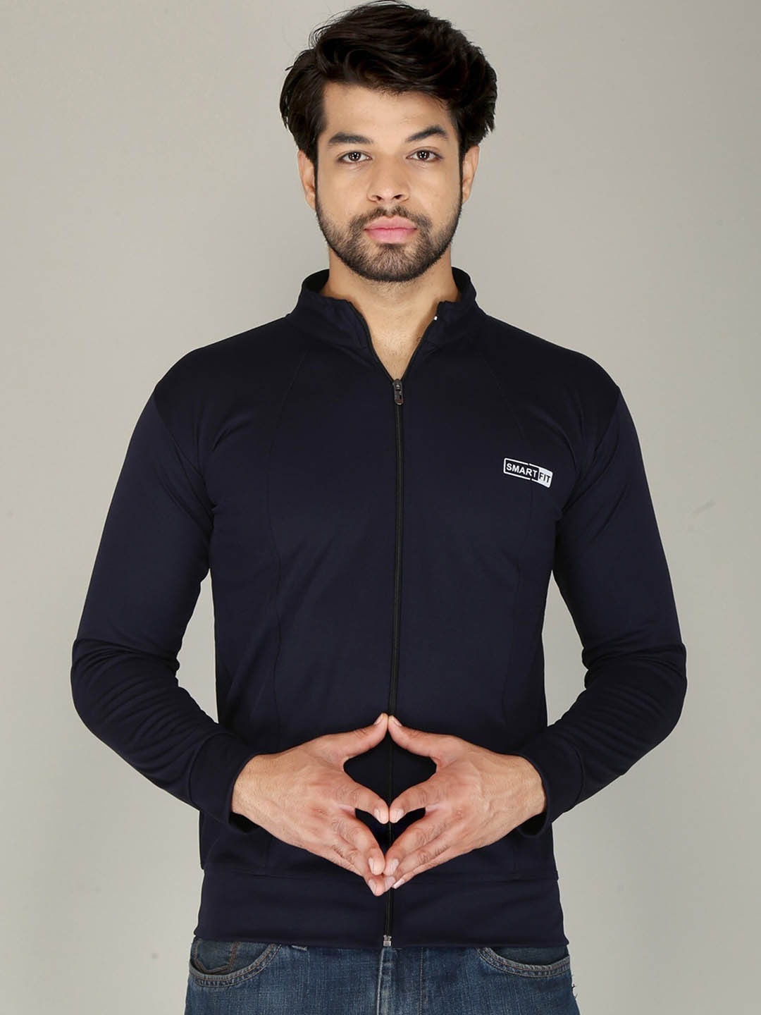 

FUBAR Men Lightweight Stand Collar Training or Gym Sporty Jacket, Navy blue