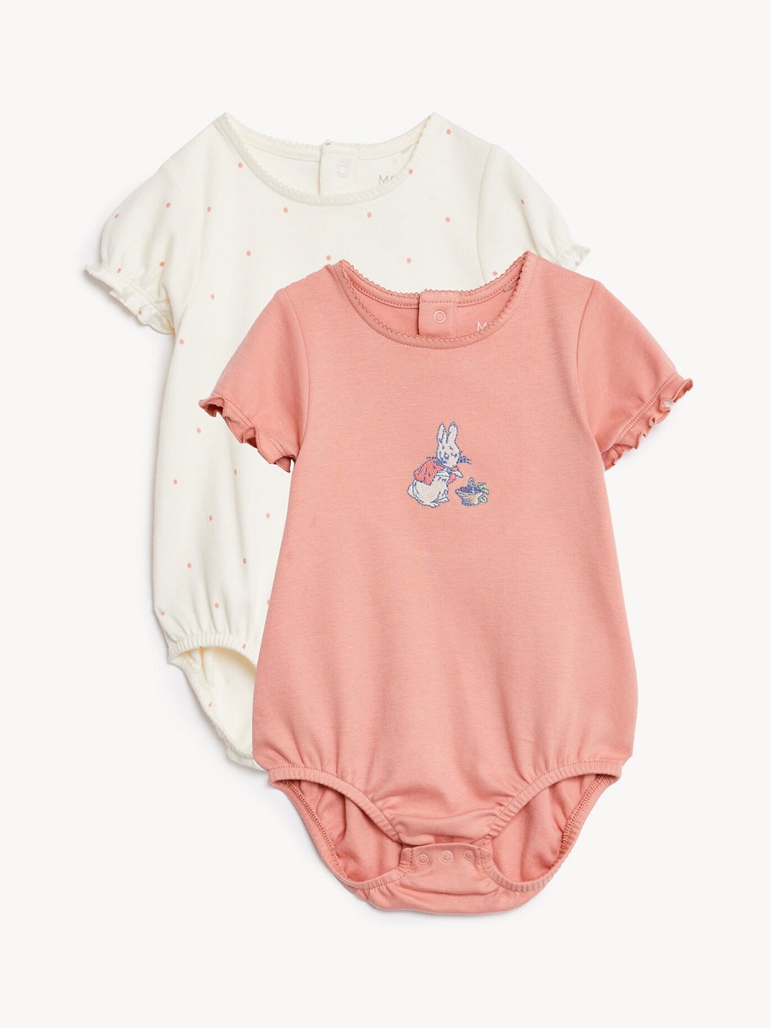 

Marks & Spencer Girls Pack Of 2 Printed Cotton Bodysuits, White