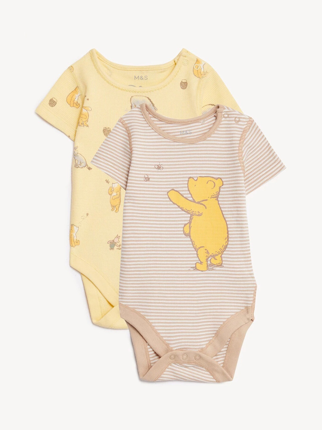 

Marks & Spencer Kids Pack Of 2 Printed Pure Cotton Bodysuits, Yellow