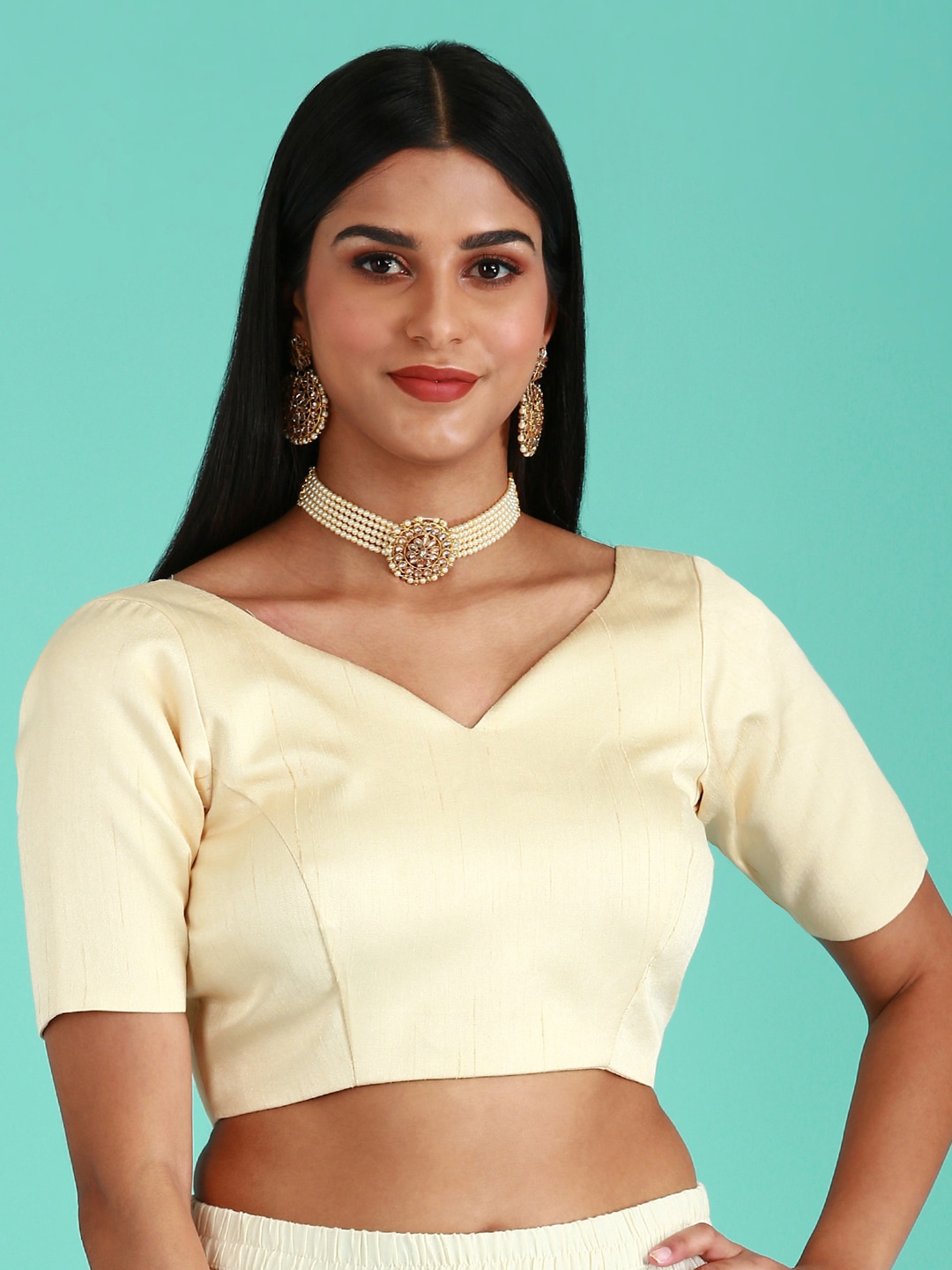 

panchhi Pure Silk Saree Blouse, Cream