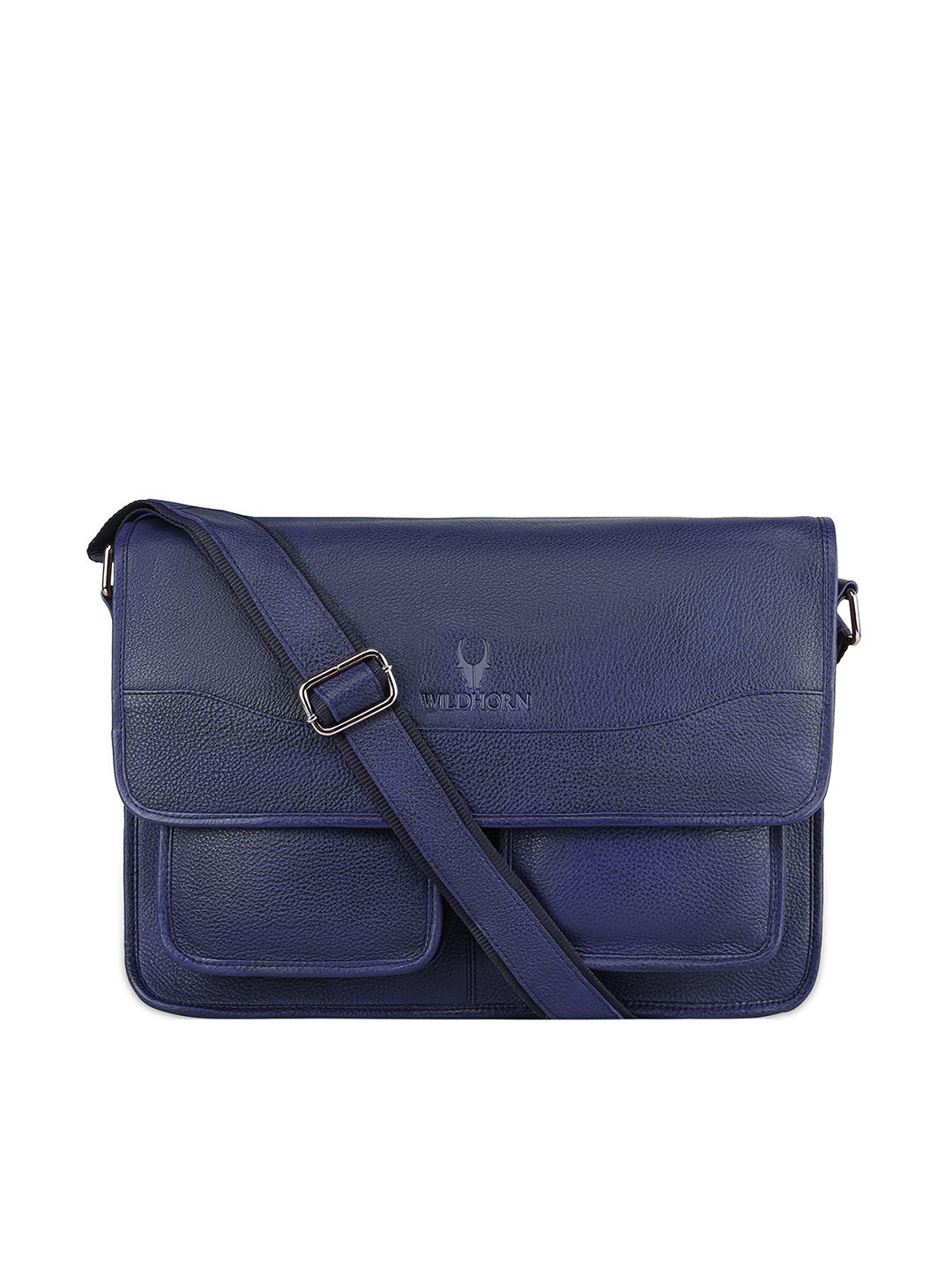 

WildHorn Men Leather Messenger Bag, Blue