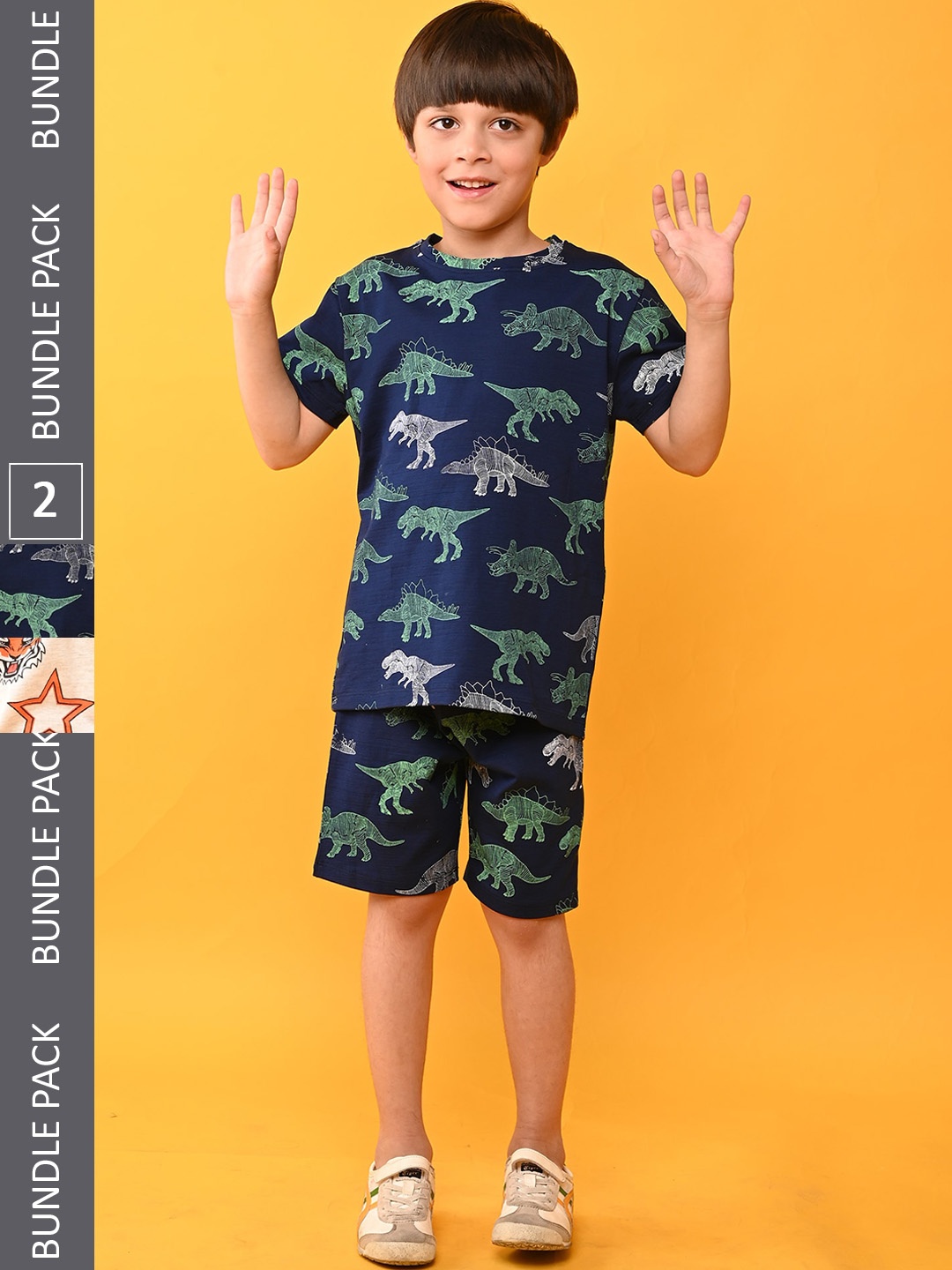 

Anthrilo Boys Pack Of 2 Conversational Printed Pure Cotton Night Suit, Navy blue