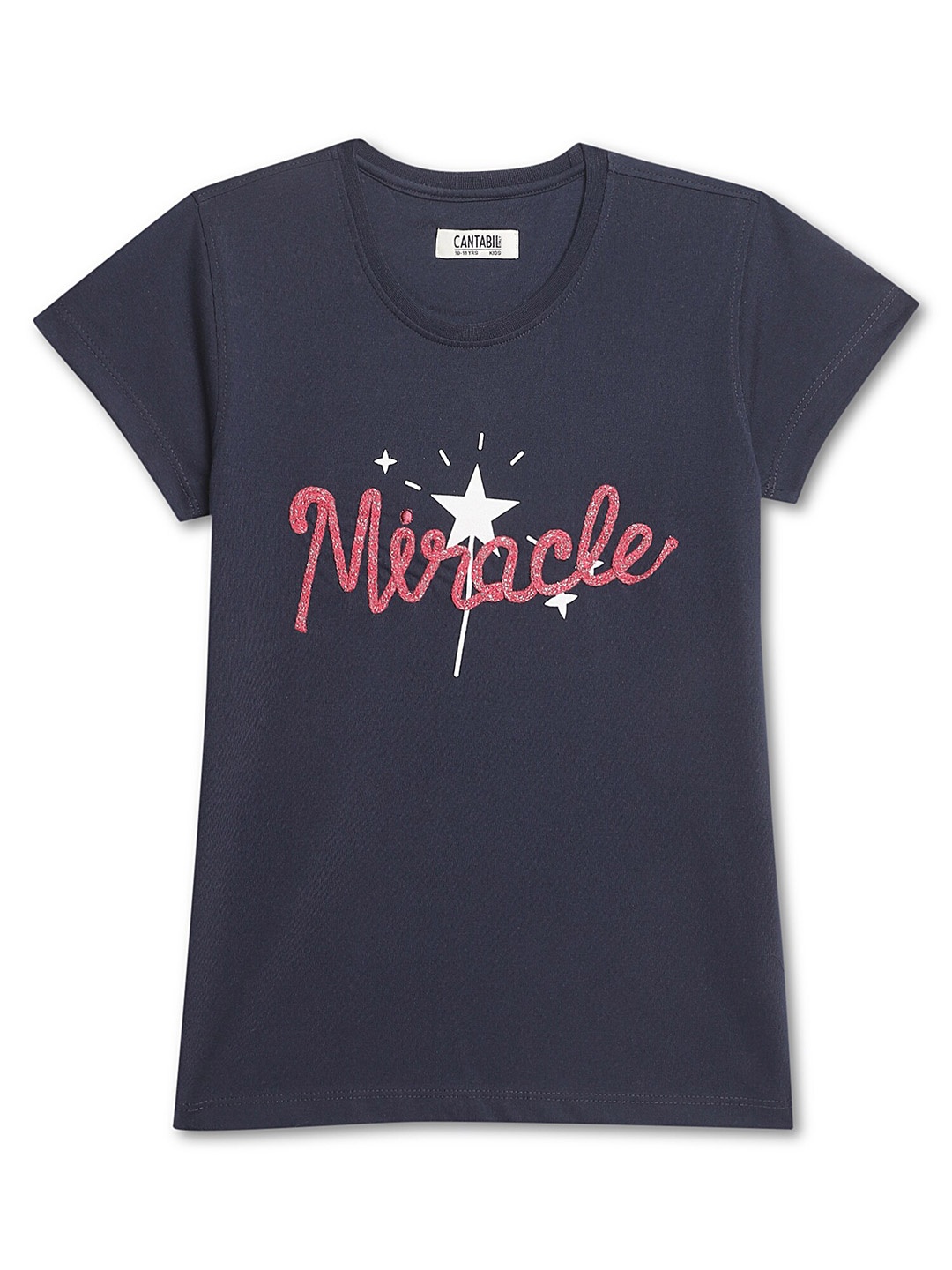 

Cantabil Girls Typography Printed Cotton T-shirt, Grey
