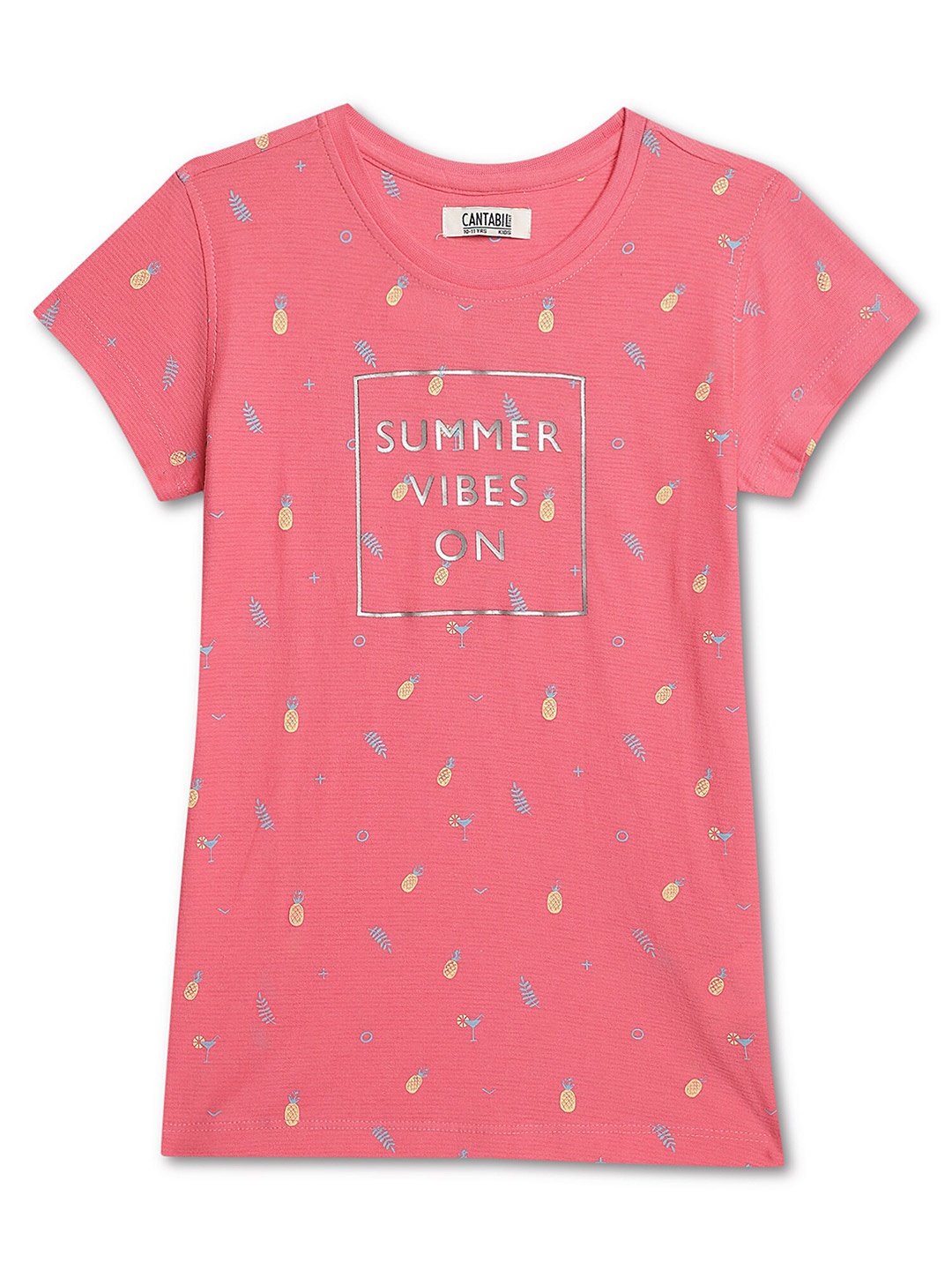 

Cantabil Girls Graphic Printed Cotton T-shirt, Pink