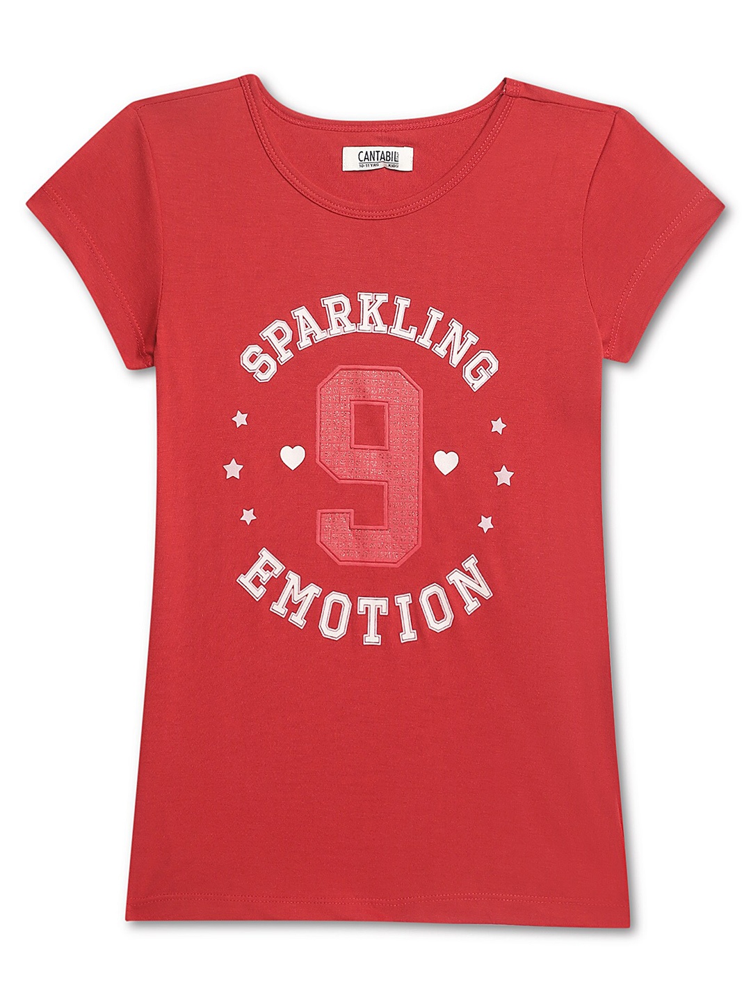 

Cantabil Girls Red Typography Printed Cotton T-shirt