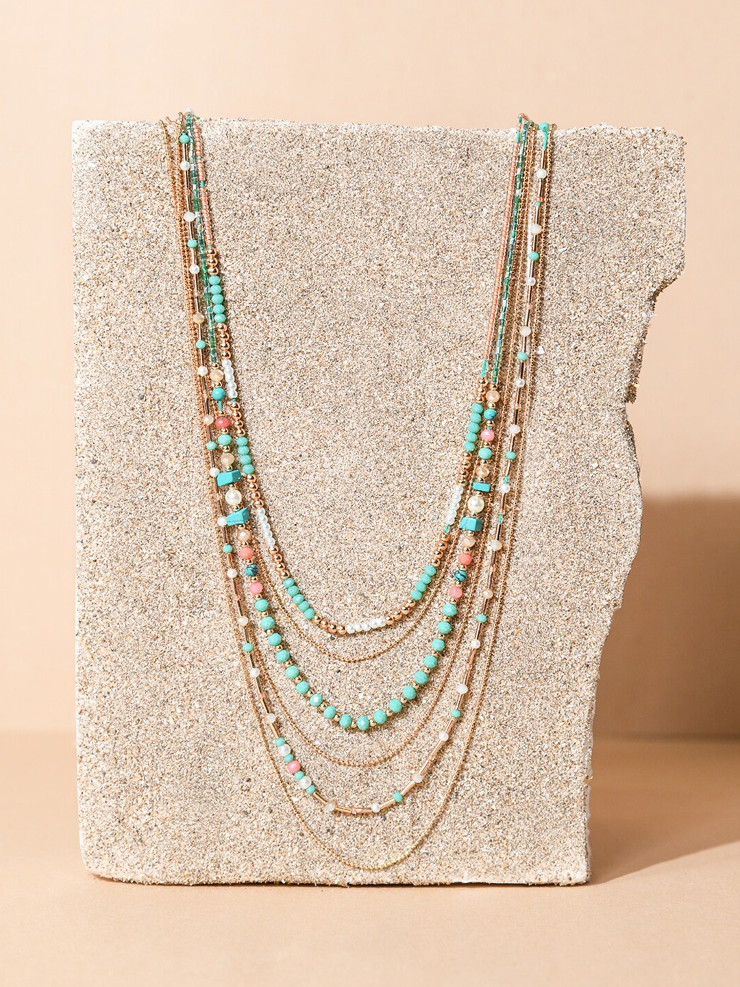 

Accessorize London Women's Multi Layered Metal And Beaded Long Rope Necklace, Gold