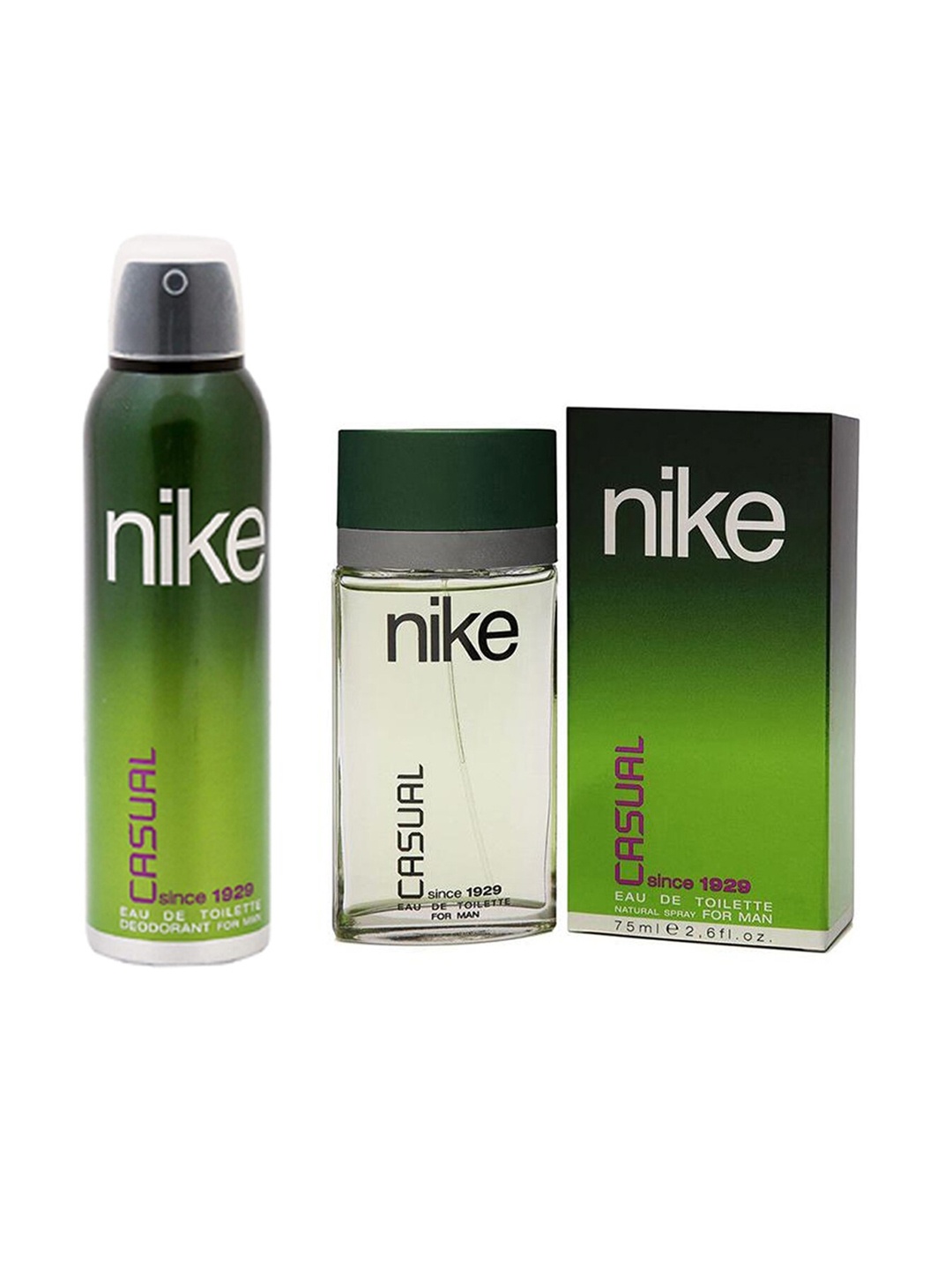 

Nike Men Set of Casual Since 1929 Deodorant 200 ml & Eau De Toilette 75 ml, Green