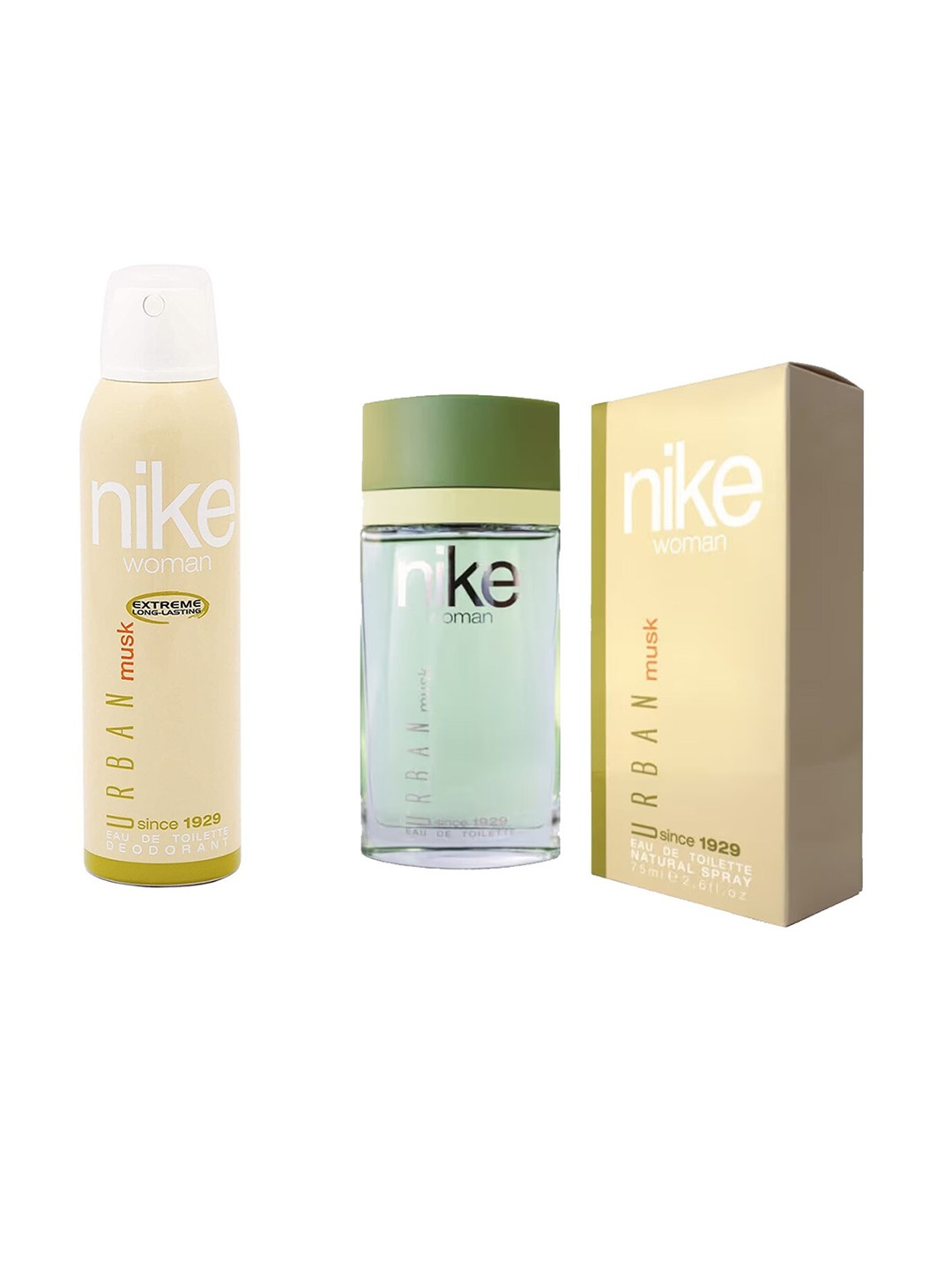 

Nike Women Set of Urban Musk Long Lasting Eau De Toilette - 75 ml & Deodorant - 200 ml, Beige