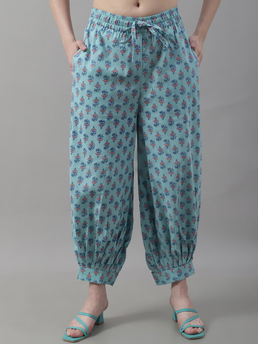 

GRACIT Printed Pure Cotton Loose-Fit Salwar With Side Pockets, Green