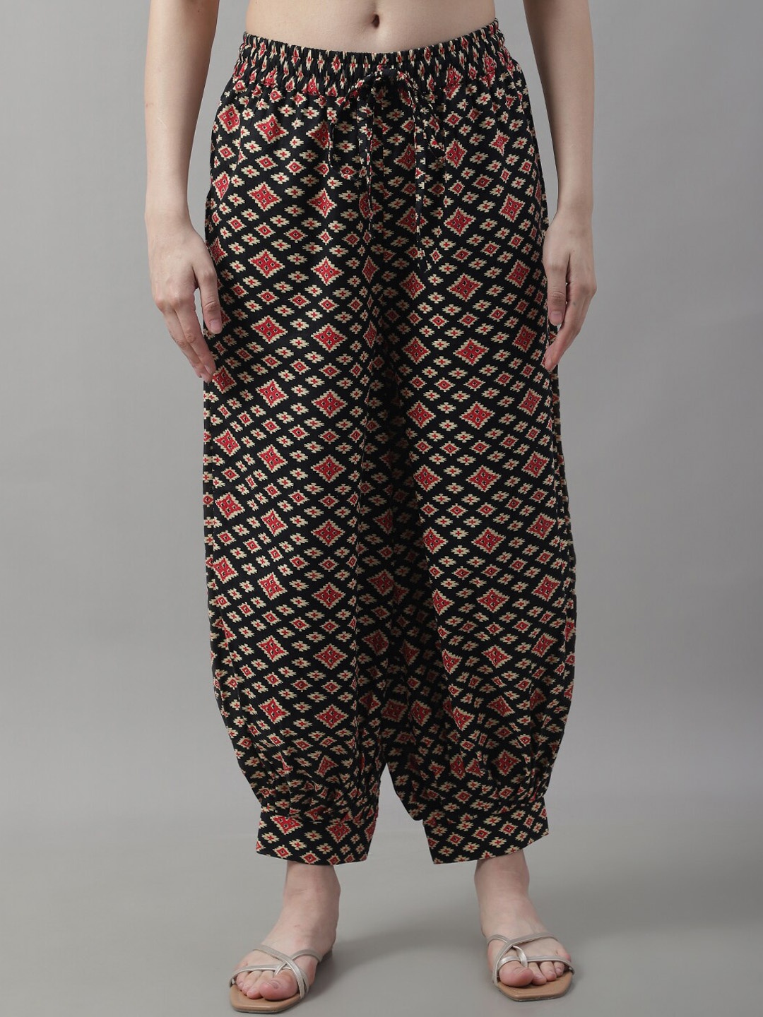 

GRACIT Printed Pure Cotton Loose-Fit Salwar, Black