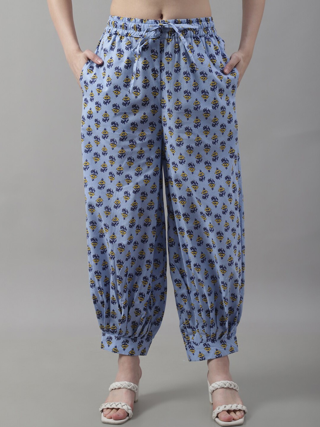 

GRACIT Printed Pure Cotton Loose-Fit Salwar, Blue
