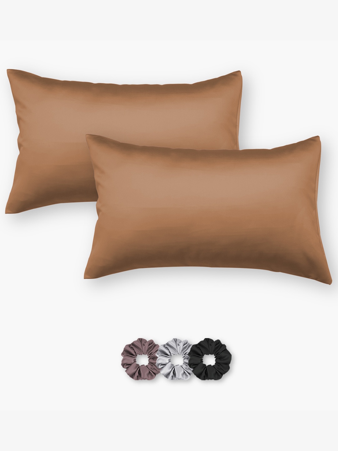 

Seevo Set Of 2 Brown Mocha 400 TC Satin Pillow Covers