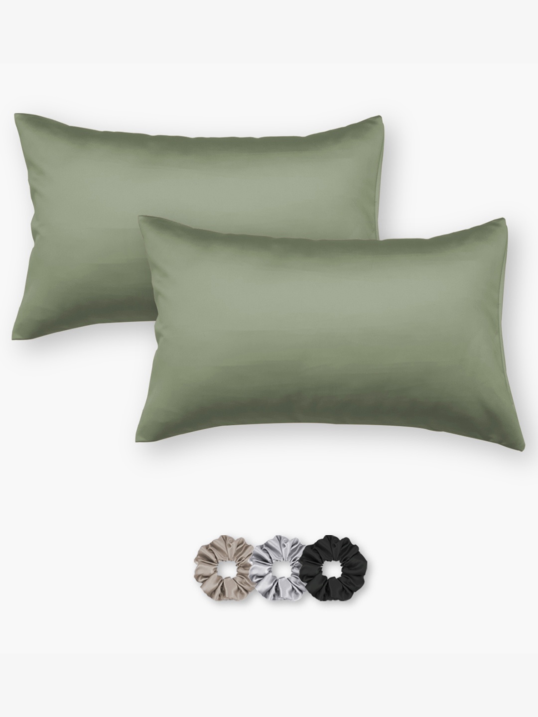 

Seevo Set Of 2 Green 400 TC Satin Pillow Covers