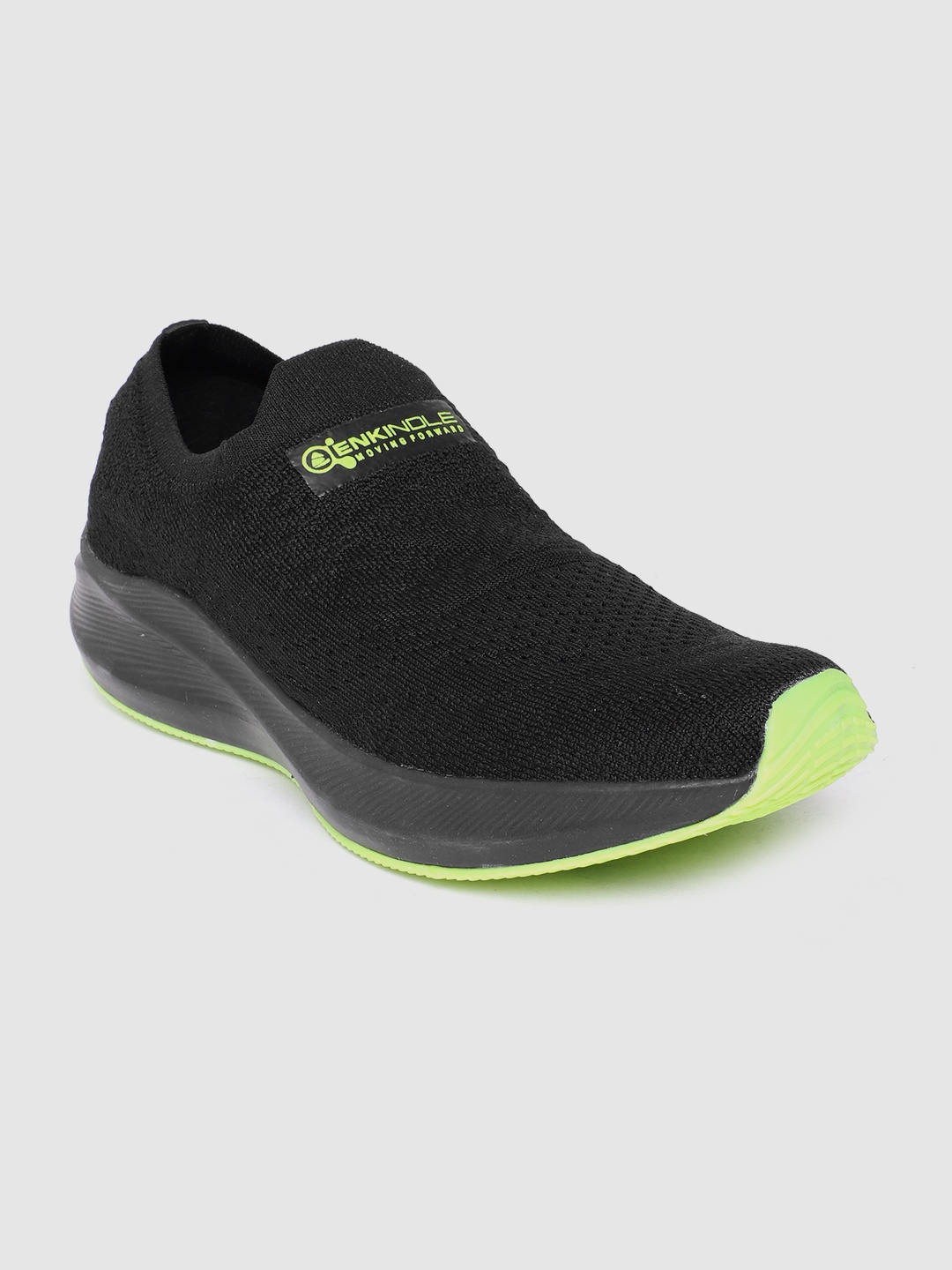 

Duke Men Woven Design Slip-On Running Shoes, Black