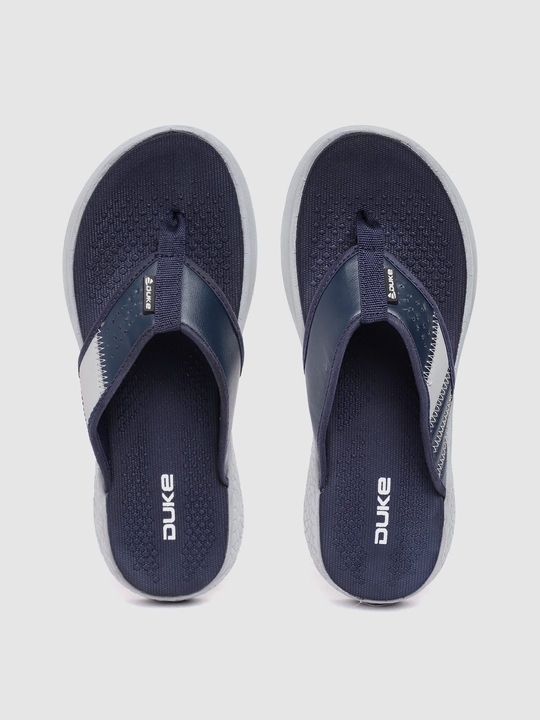 

Duke Men Perforated & Thread-Work Detail Thong Flip-Flops, Navy blue