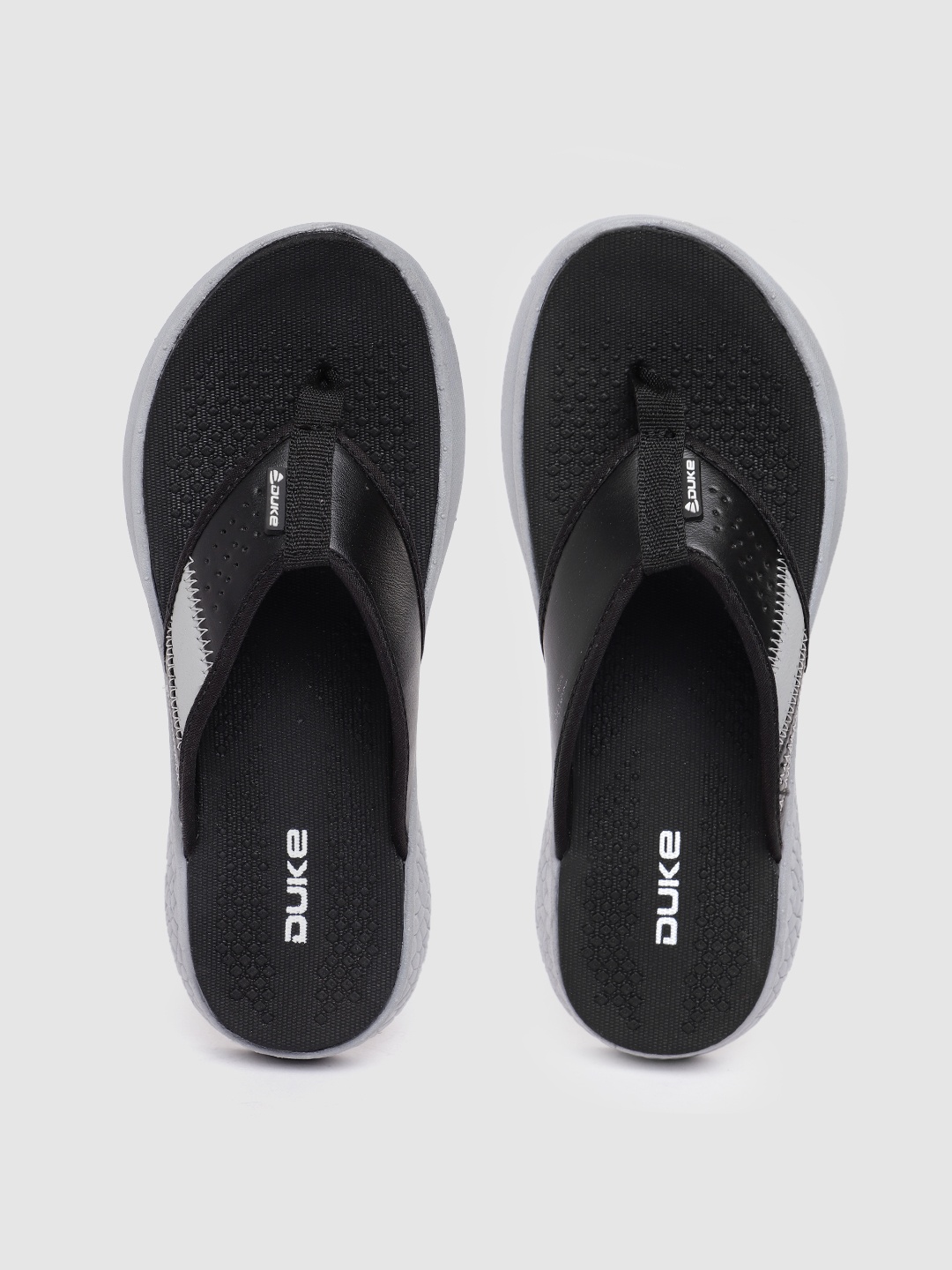 

Duke Men Perforated & Thread-Work Detail Thong Flip-Flops, Black