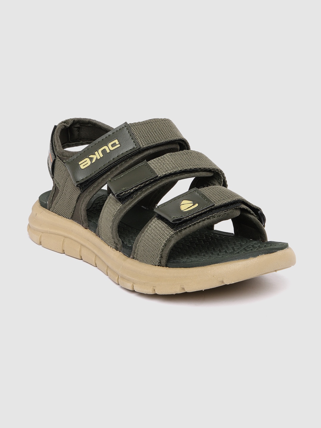 

Duke Men Woven Design Sports Sandals with Brand Logo Detail, Olive