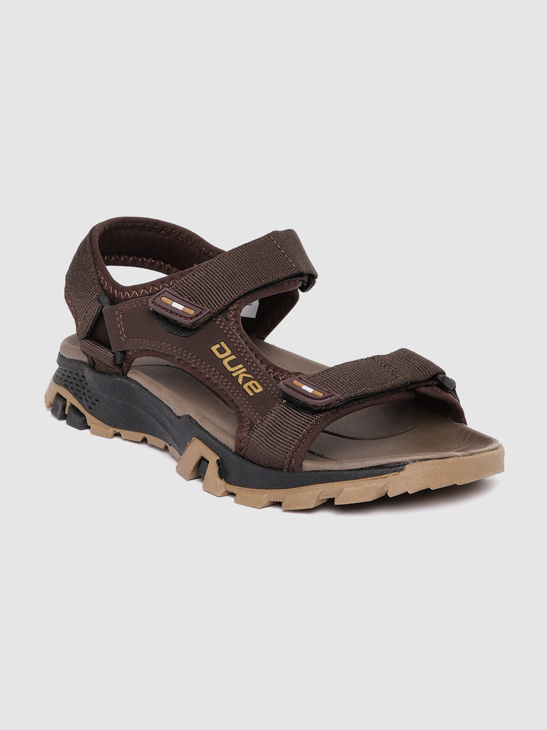 

Duke Men Woven Design Sports Sandals with Brand Logo Detail, Brown