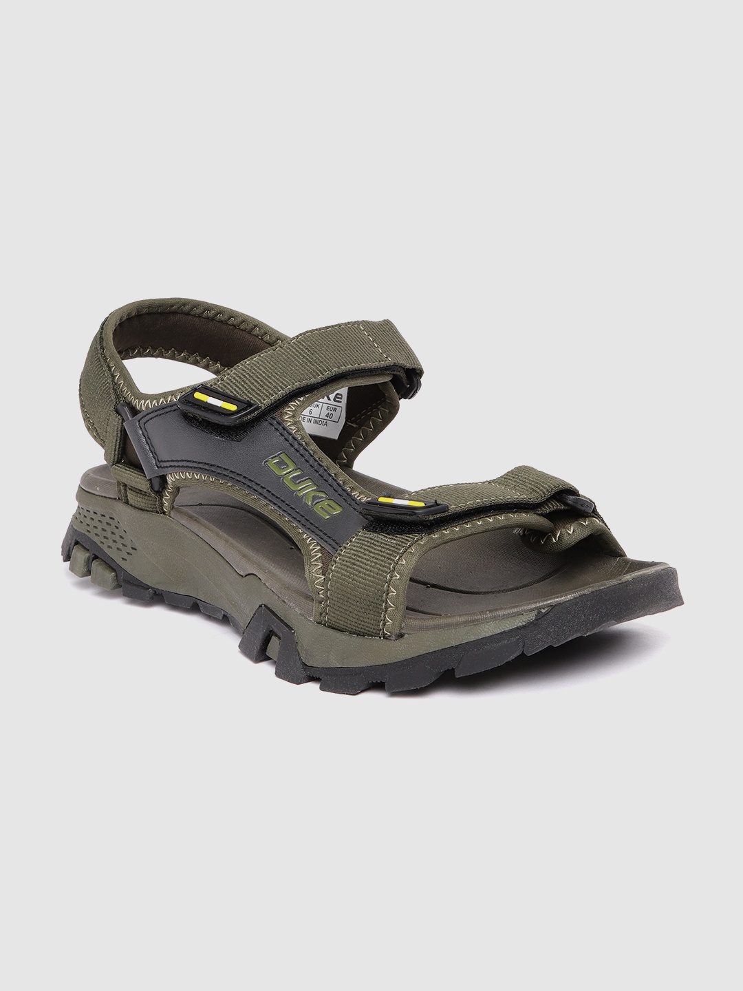 

Duke Men Colourblocked Sports Sandals with Brand Logo Detail, Olive