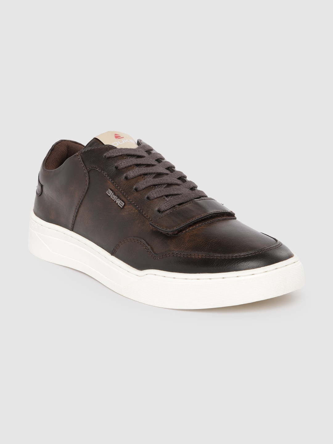 

Duke Men Everyday Sneakers With Velcro Detail, Coffee brown