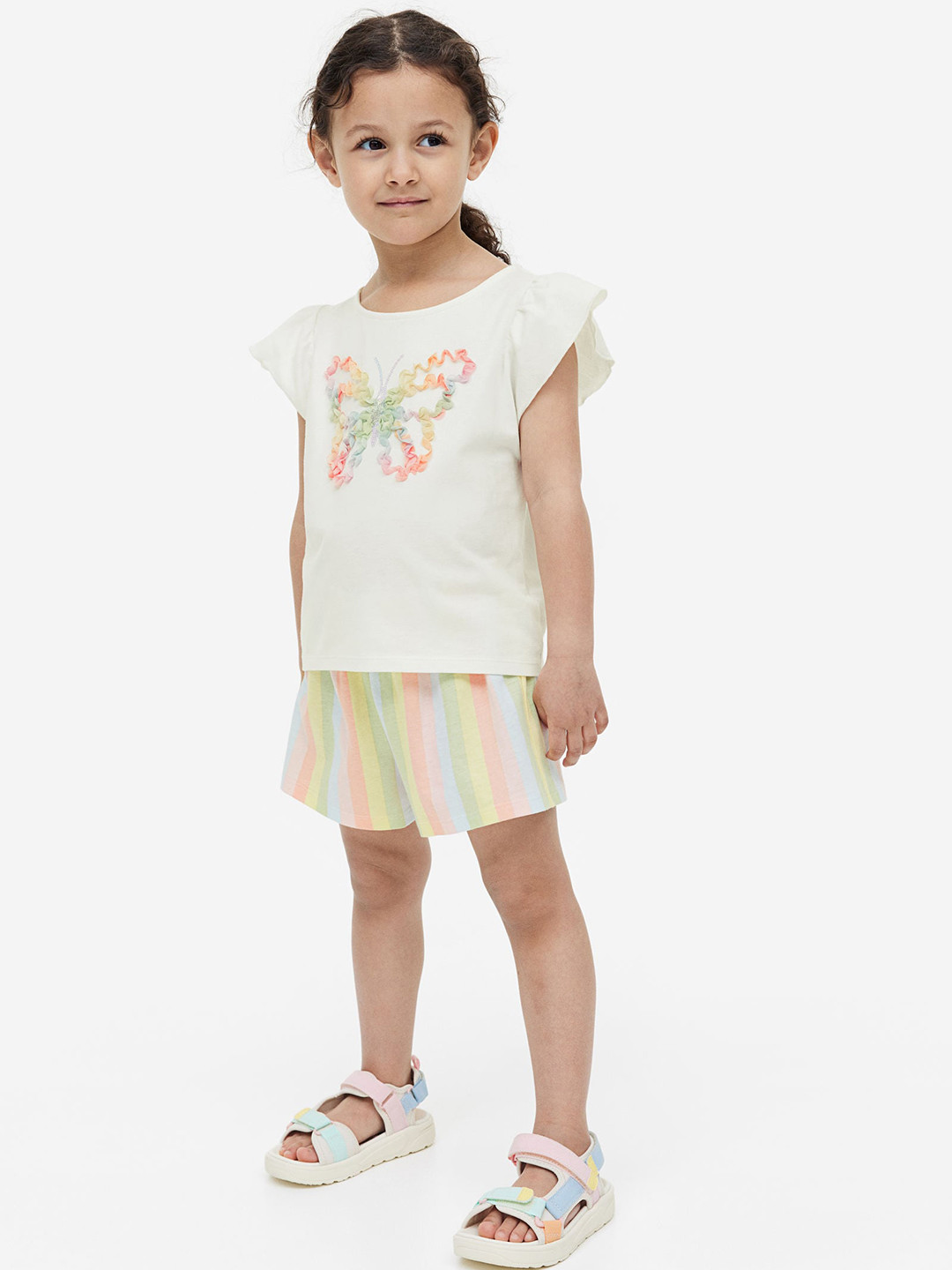 

H&M Girls 2-Piece Motif-Detail Pure Cotton Set, White