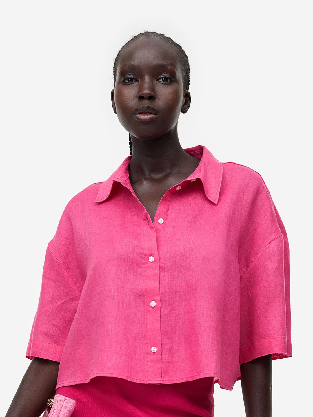

H&M Oversized Pure Linen Shirt, Pink