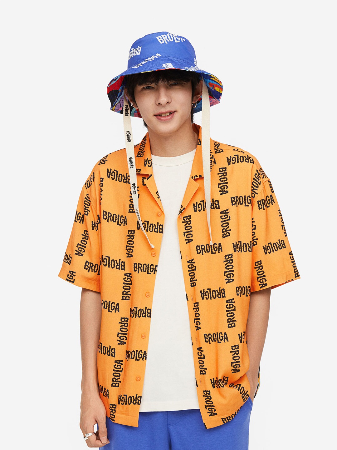 

H&M Loose Fit Printed Resort Shirt, Yellow