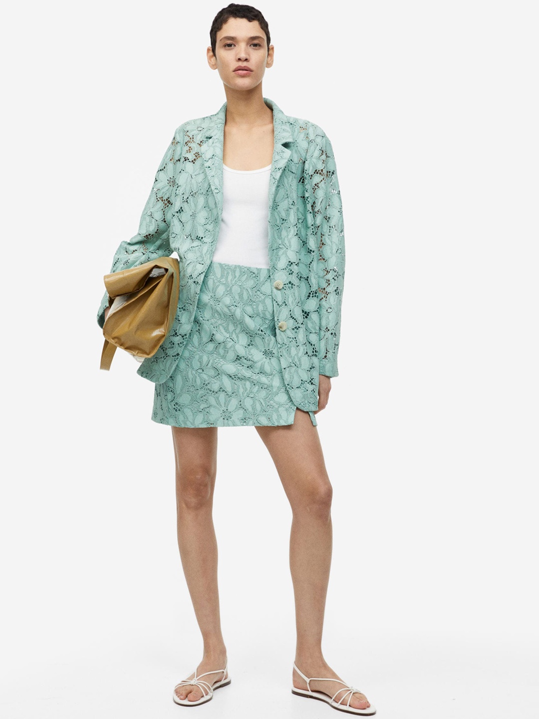 

H&M Lace Mini Skirt, Green