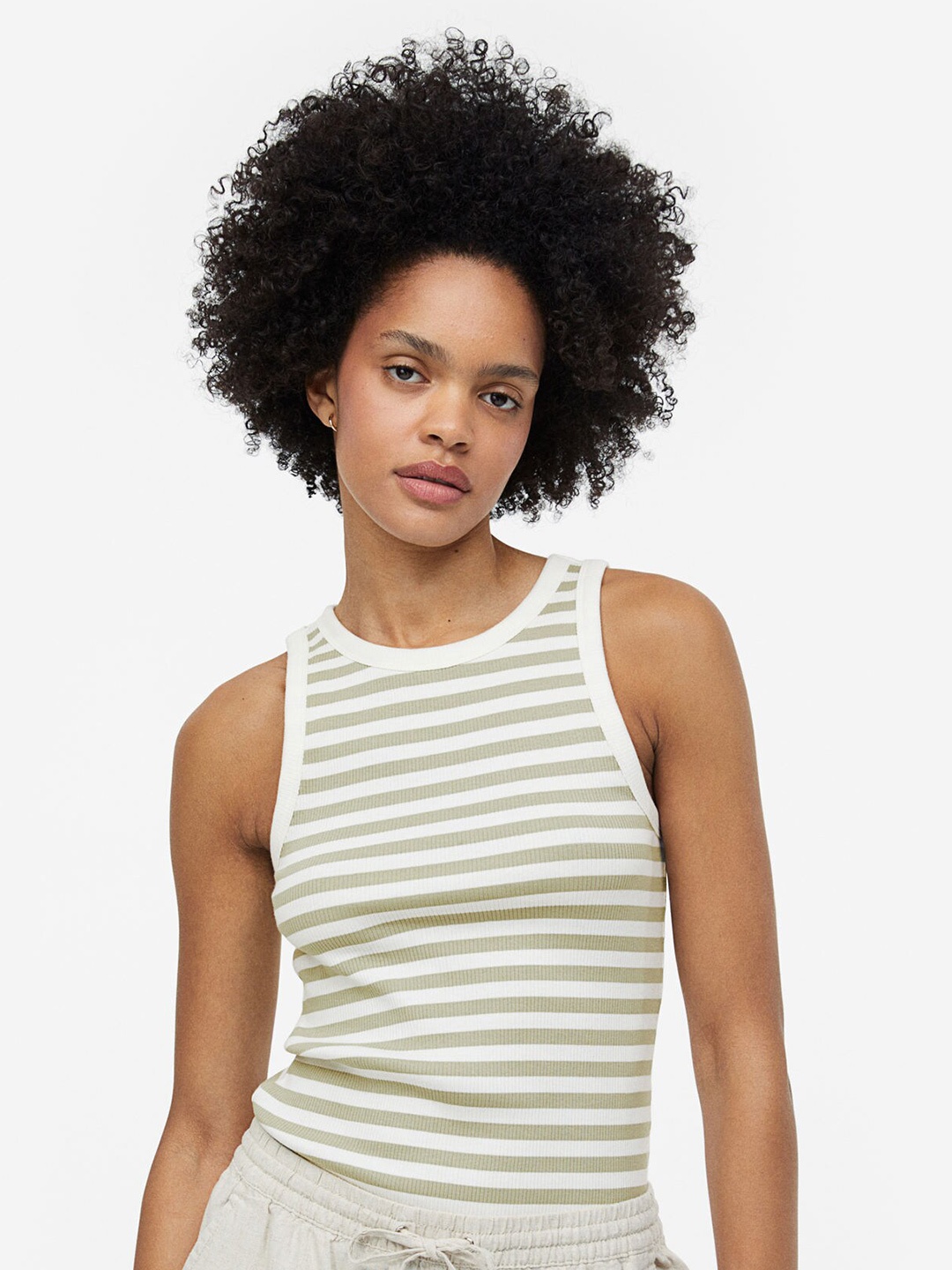 

H&M Ribbed Vest Top, Green