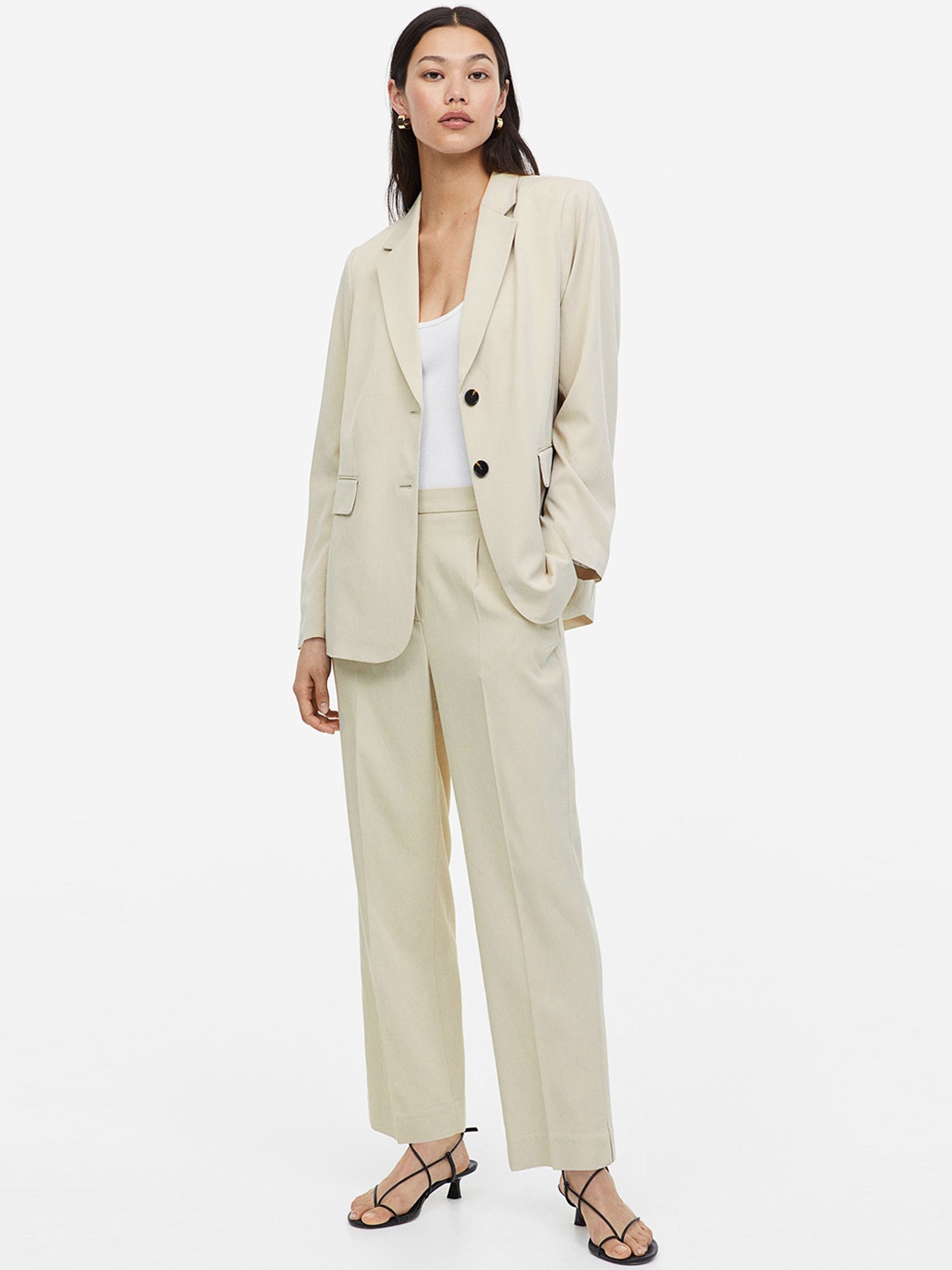 

H&M Women Tailored Trousers, Beige
