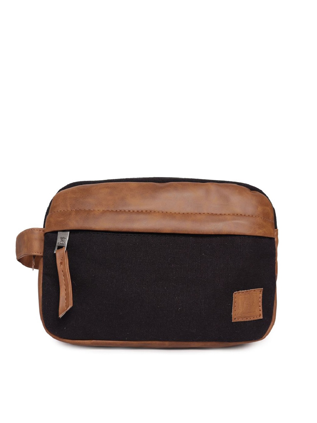

ASTRID Canvas Colorblocked Shaving Travel Pouch, Brown