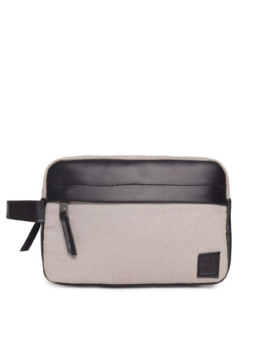 

ASTRID Men Colourblocked Canvas Toiletry Pouch With Zipper Closure, Off white
