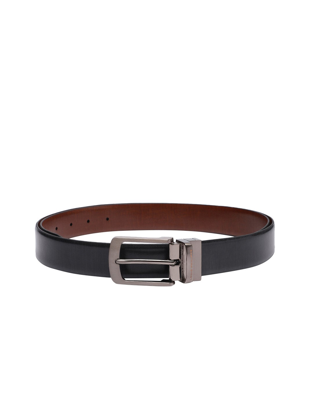 

Louis Philippe Men Leather Reversible Belt, Black