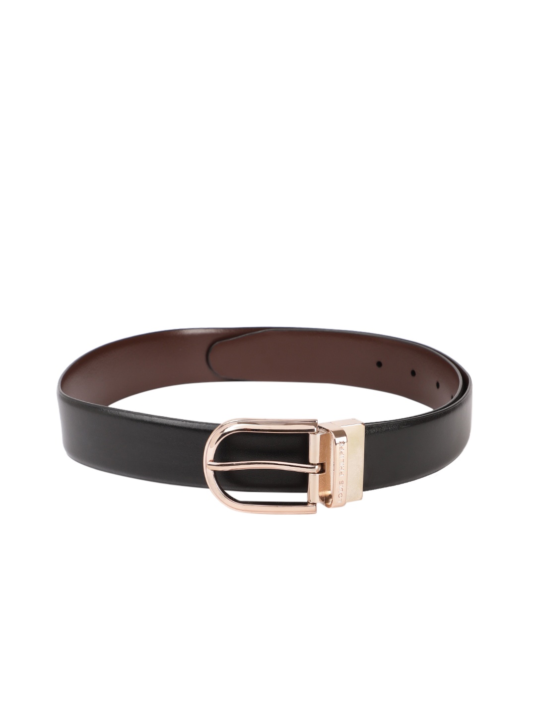 

Louis Philippe Men Solid Leather Reversible Formal Belt, Black