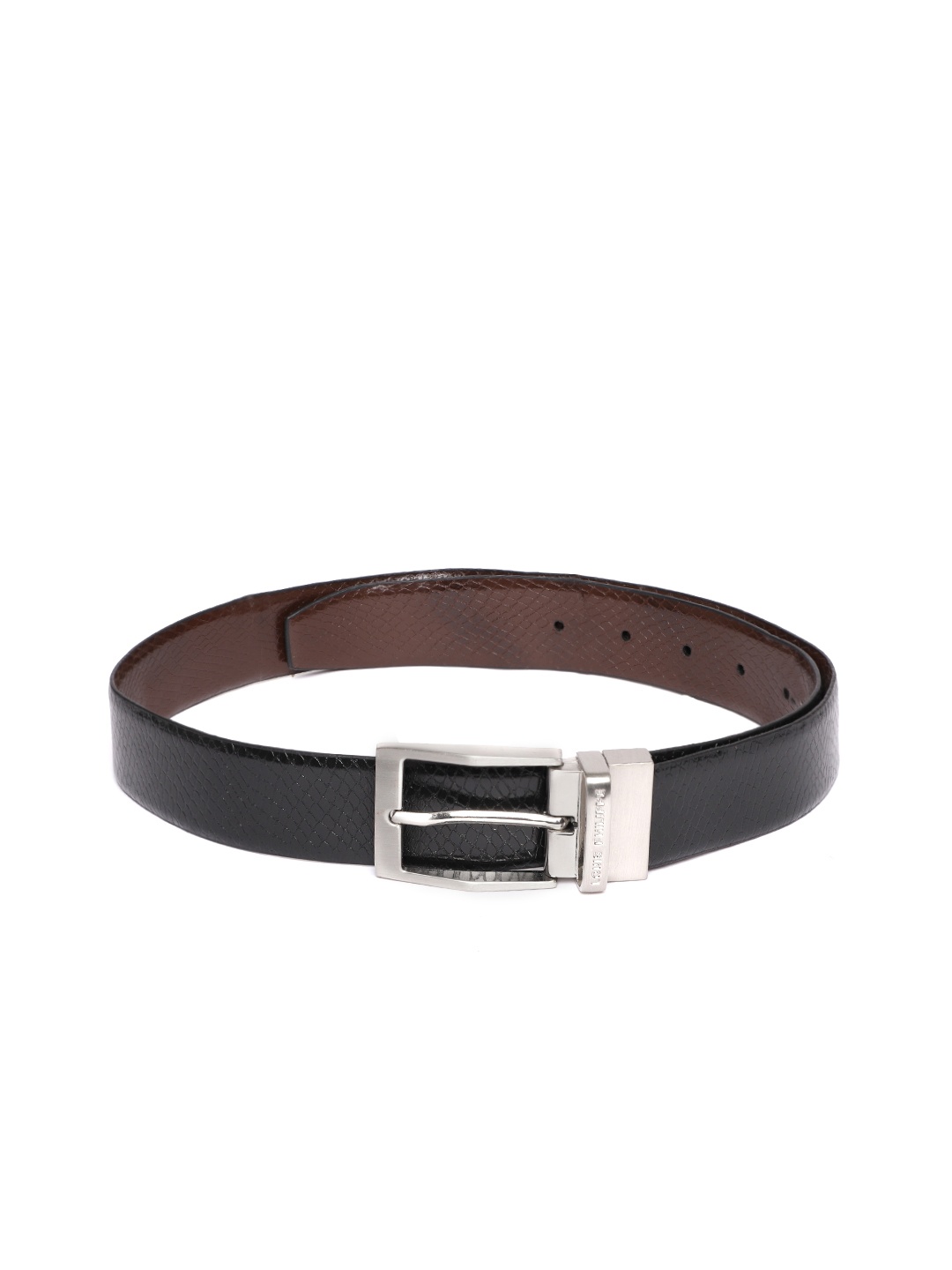 

Louis Philippe Men Textured Leather Reversible Belt, Brown
